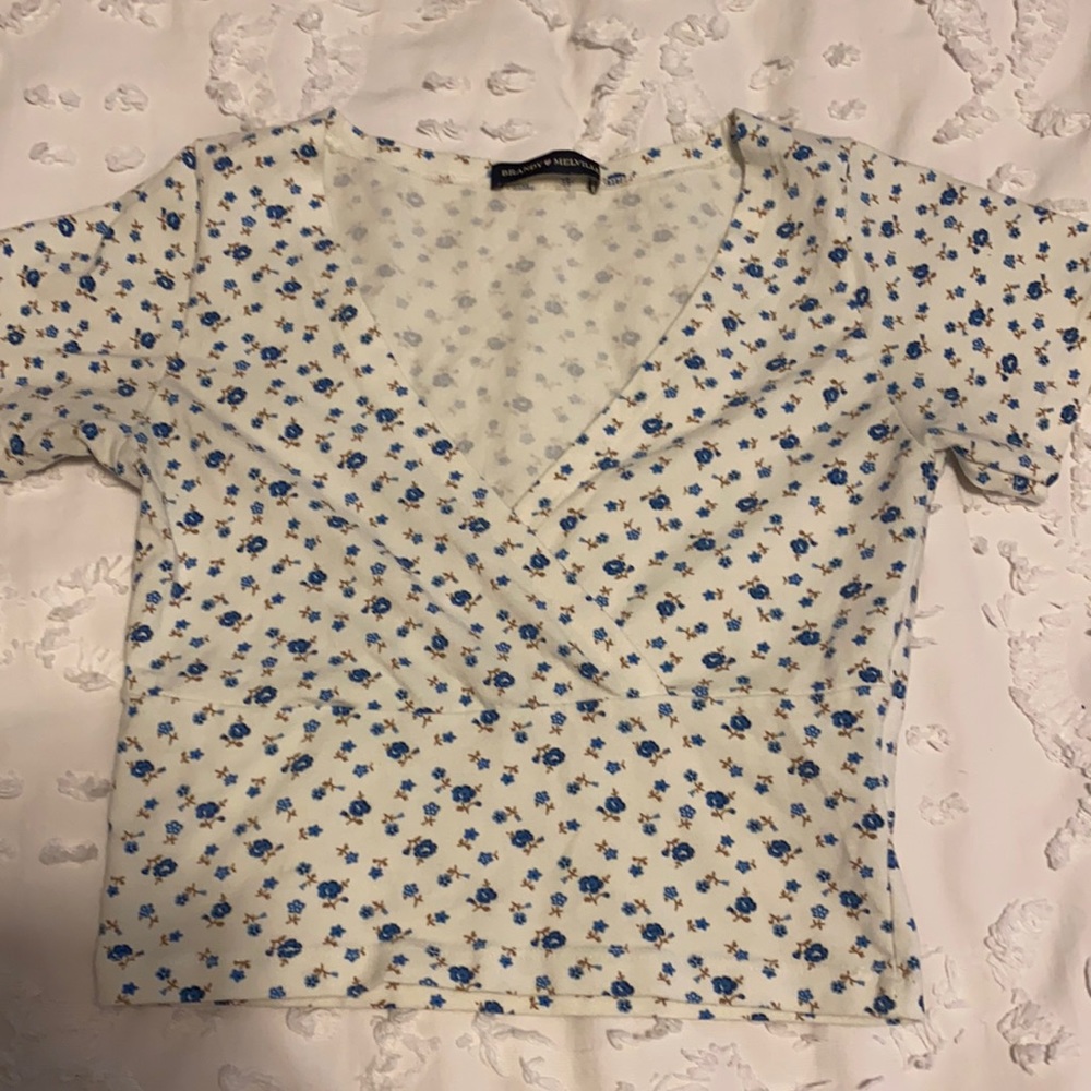Blue and White Brandy Melville crop top